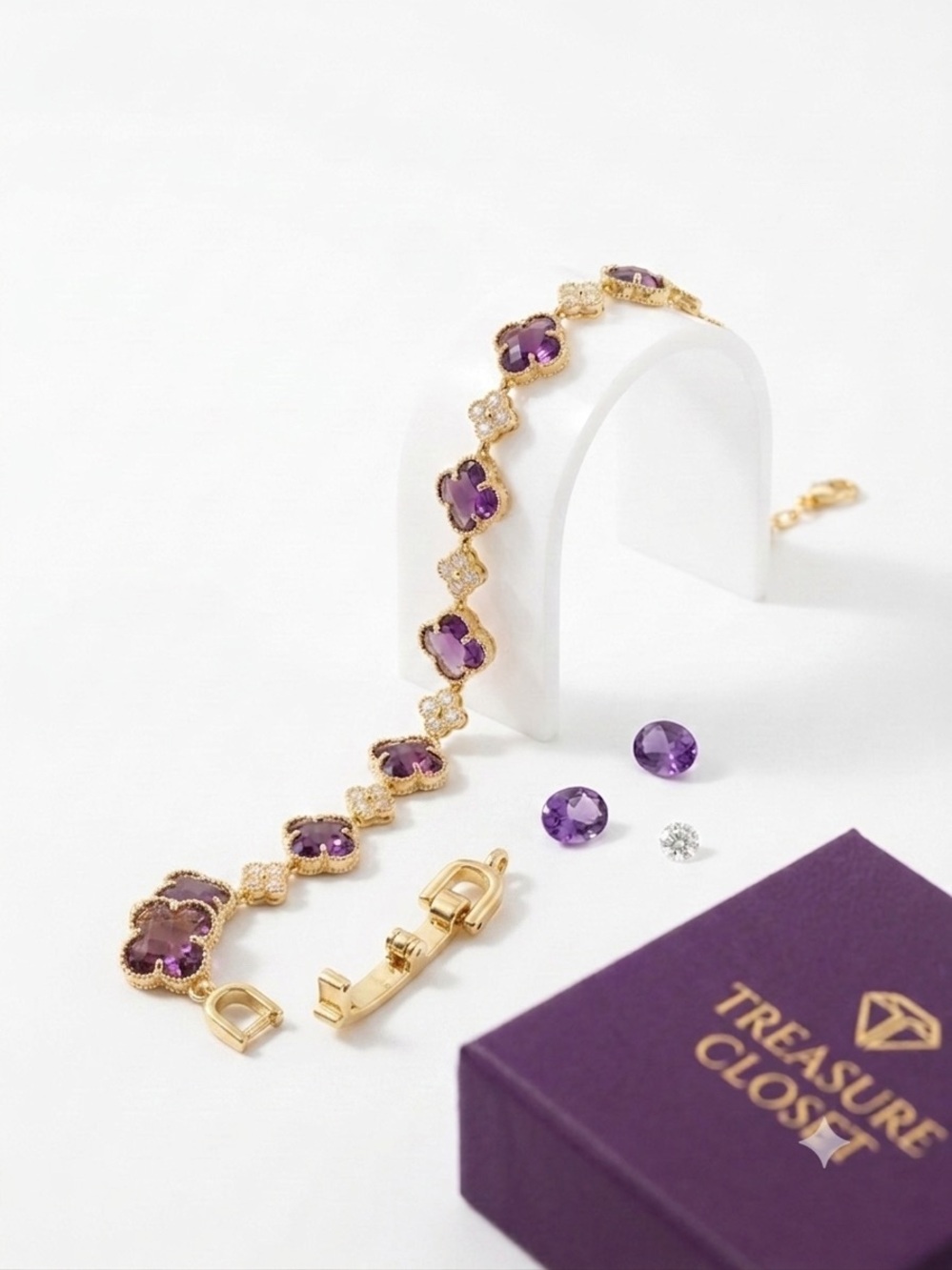 14k Gold - Filled Bracelet with Purple Gemstones
